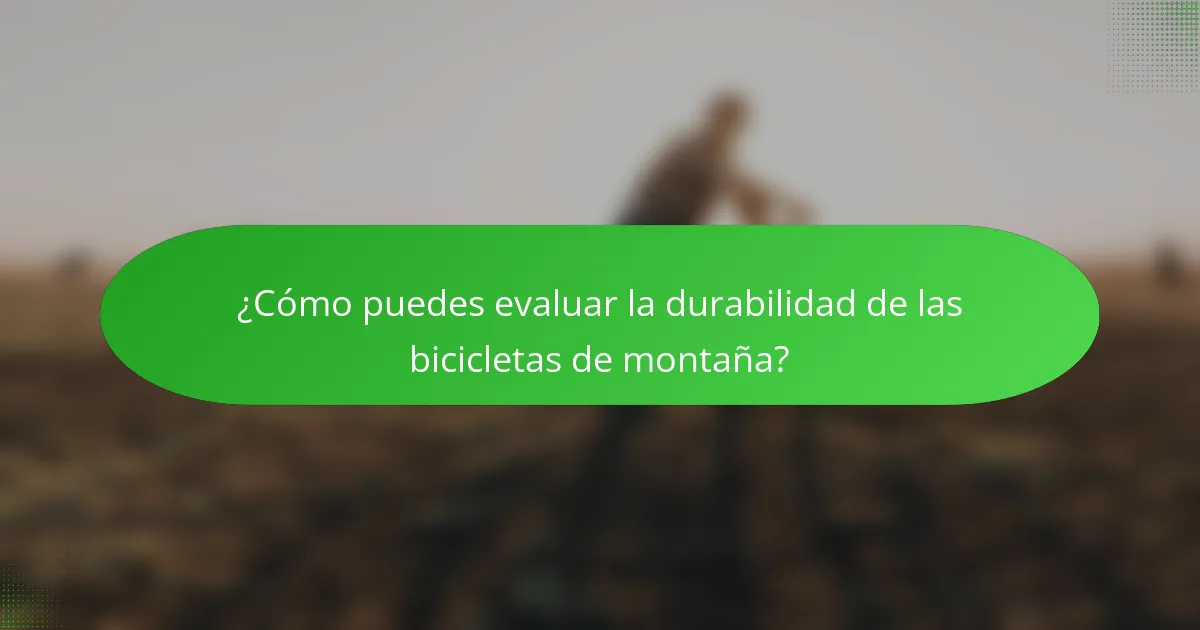 ¿Cómo puedes evaluar la durabilidad de las bicicletas de montaña?