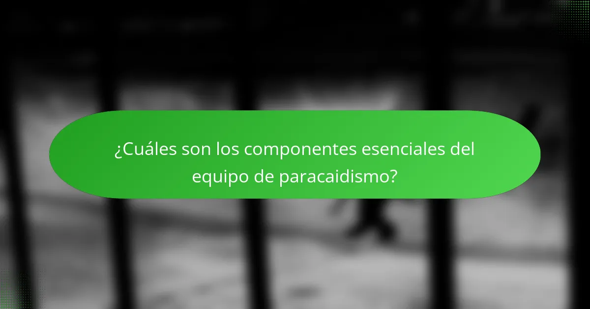 ¿Cuáles son los componentes esenciales del equipo de paracaidismo?