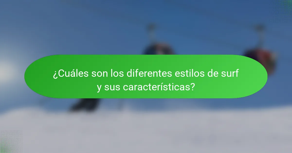 ¿Cuáles son los diferentes estilos de surf y sus características?