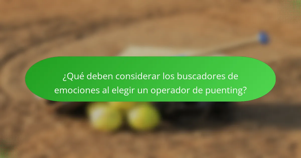 ¿Qué deben considerar los buscadores de emociones al elegir un operador de puenting?