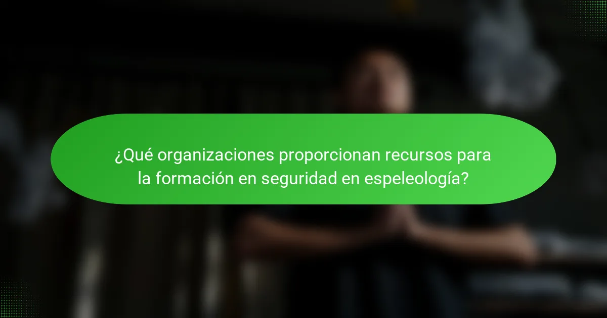 ¿Qué organizaciones proporcionan recursos para la formación en seguridad en espeleología?